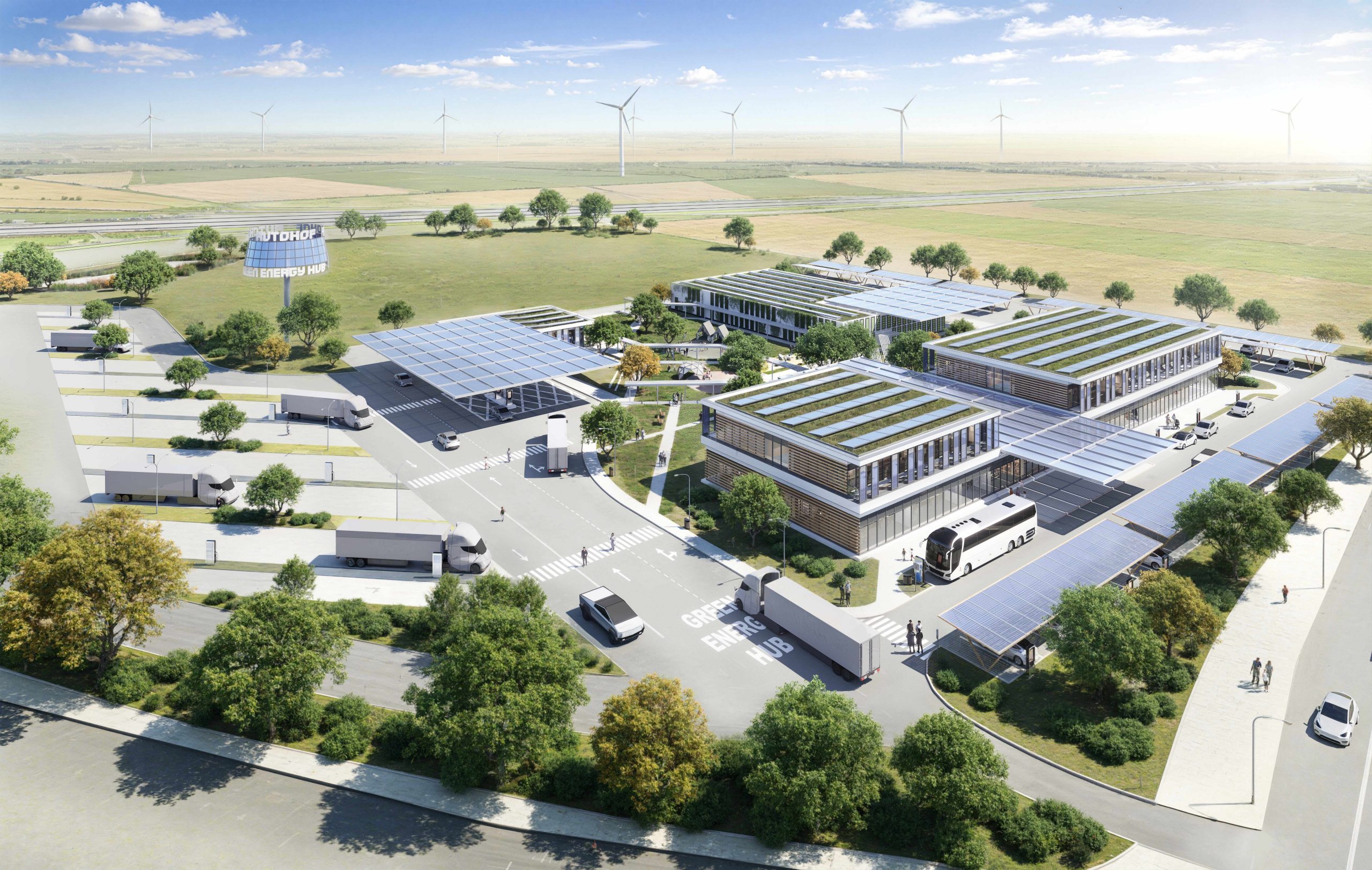 Zweckverband LANDFOLGE Garzweiler Autohof Green Energy Hub Jackerath – Illustration inno2grid-PRSch